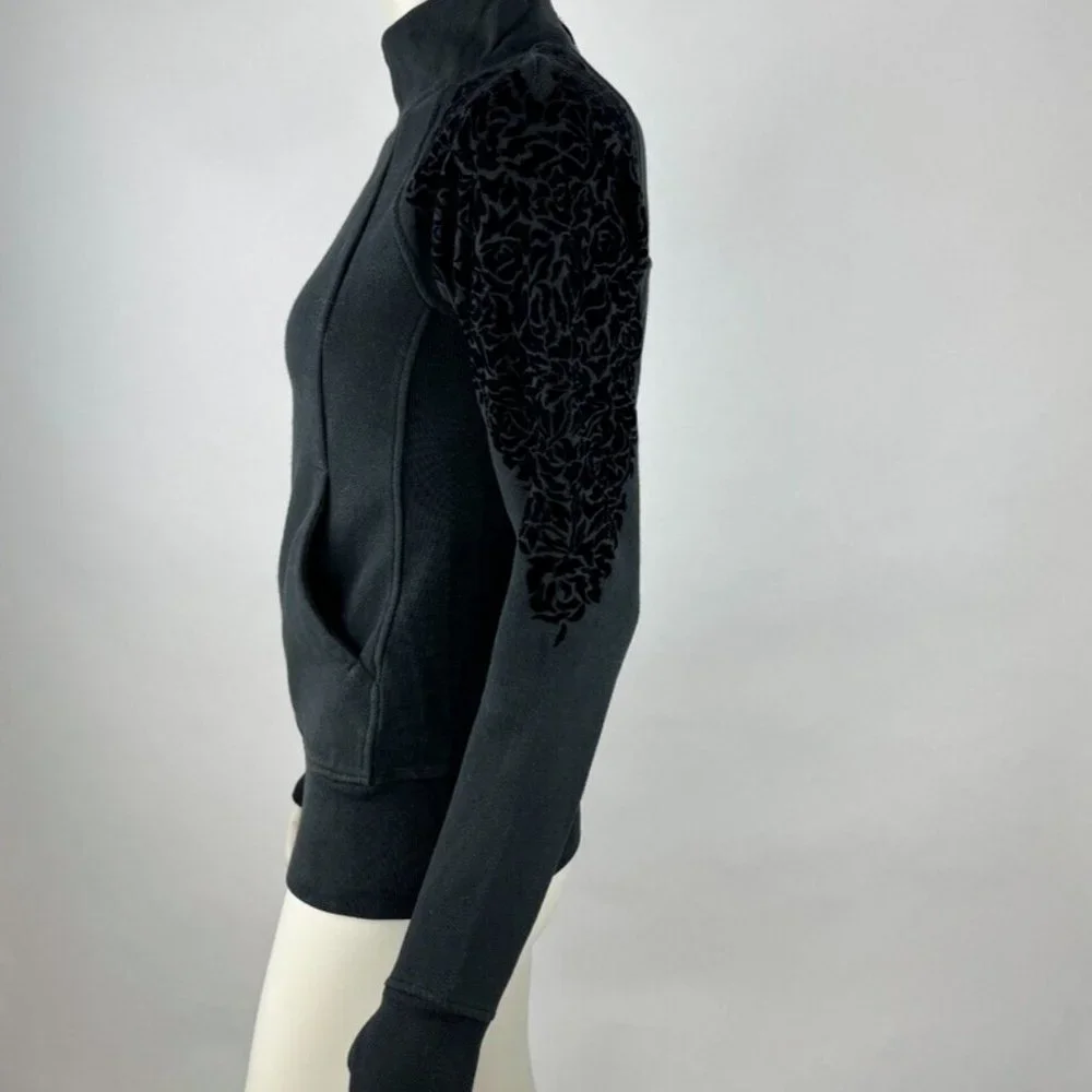 Lululemon Floral Flock Pullover Women 4 Long Sleeve Cotton Terry Sweater Pockets